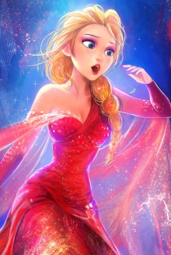 obsessively-disney:higharendelle:Elsa: The Queen On Fire by RikaMello    this is freaking gorgeous