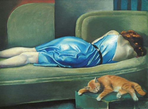 Lucian Bernhard aka Emil Kahn (German, 1883-1972, b. Stuttgart, Germany) - Catnap, 1954  Paintings: 