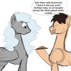 thelikeablepony:  silly comic #3 made this as a little b-day gift for the mod of storiesfromthefront (NSFW) happy birthday man, i hope you have another awesome year to the next one! Jiffy canon: Even though it can be bad to eat jiffy, if she voluntarily