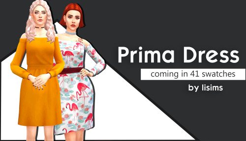 Prima Dress&gt; ea mesh edit,  base game compatible&gt; 41 swatches (16 in palm springs palette by @