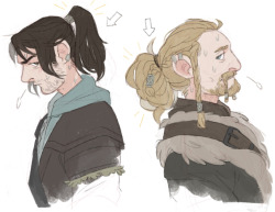 Pinkmilkbutt:  I Just Rly Wanted To Draw Them With Ponytails  Bonus Thorin  