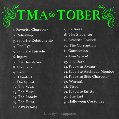 kuppatan:i couldn’t find any magnus archives prompt list for october so i made this! feel use this a
