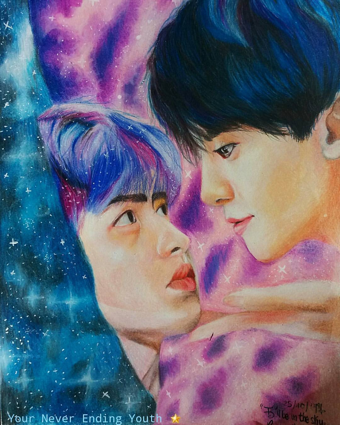 “ Children of the Cosmos 🌌 ”
• You’ll find me in the night sky, Chanyeol. •
Ehy guyyys! 😍
How much time! ❤
I finished this piece about @real__pcy and @baekhyuune_exo that ive been working on lately and im okay with the result! :’)
I liked it more at...