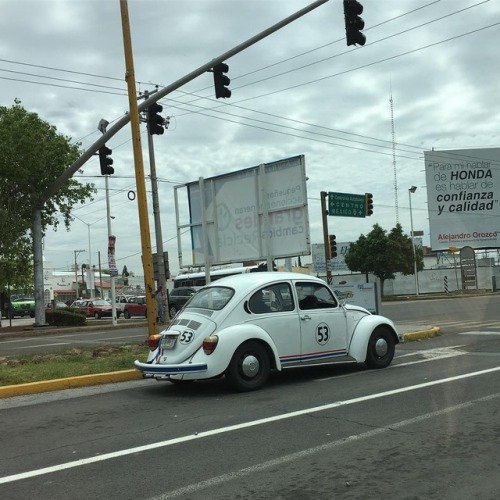 Btw look who we saw on our way to the airport in #aguascalientes on Friday #herbie #thelovebug #eint