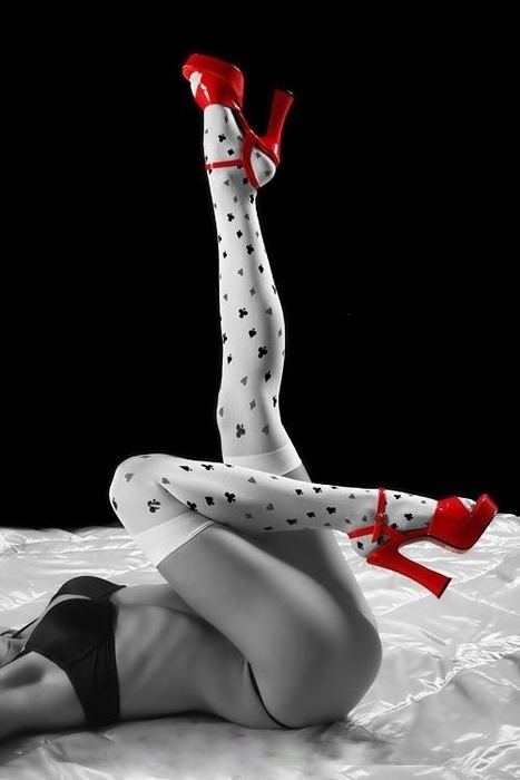 daddyssweetslave:  Totally Babygirl.  I need some red shoes in my life and these stockings!