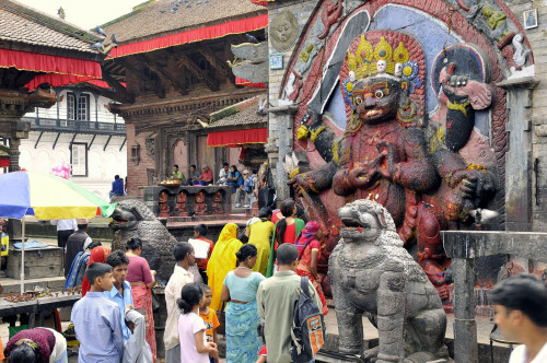 People worship Kala Bhairav at Kathmandu