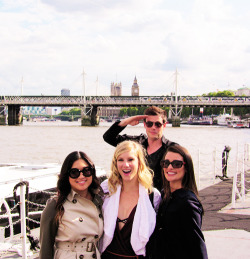 :  “Heather, Jenna, Cory, and me in London during our Glee tour.” 