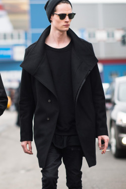 kurt-lana-and-pizza:  damplaundry:  Andrew Westermann at NYFW F/W 2014 by Adam Katz Sinding   † She prays the rosary for my broken mind †