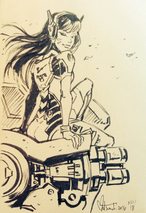 D.Va and Mei in brush pen