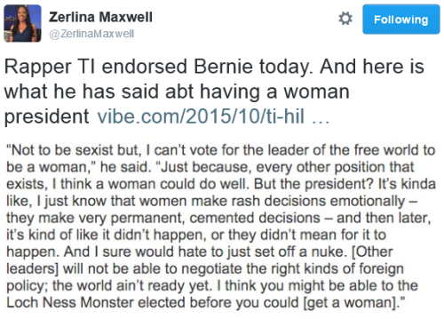 terfriffic: opisaswerf: punkybruiser: what misogyny in the race for president, though ¯\_(ツ)_/&