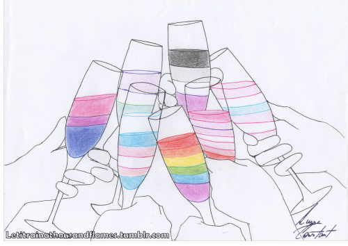 goodpositivitylgbt:aceexplorations:letitrainathousandflames:Raise a glass to freedomSomething they c