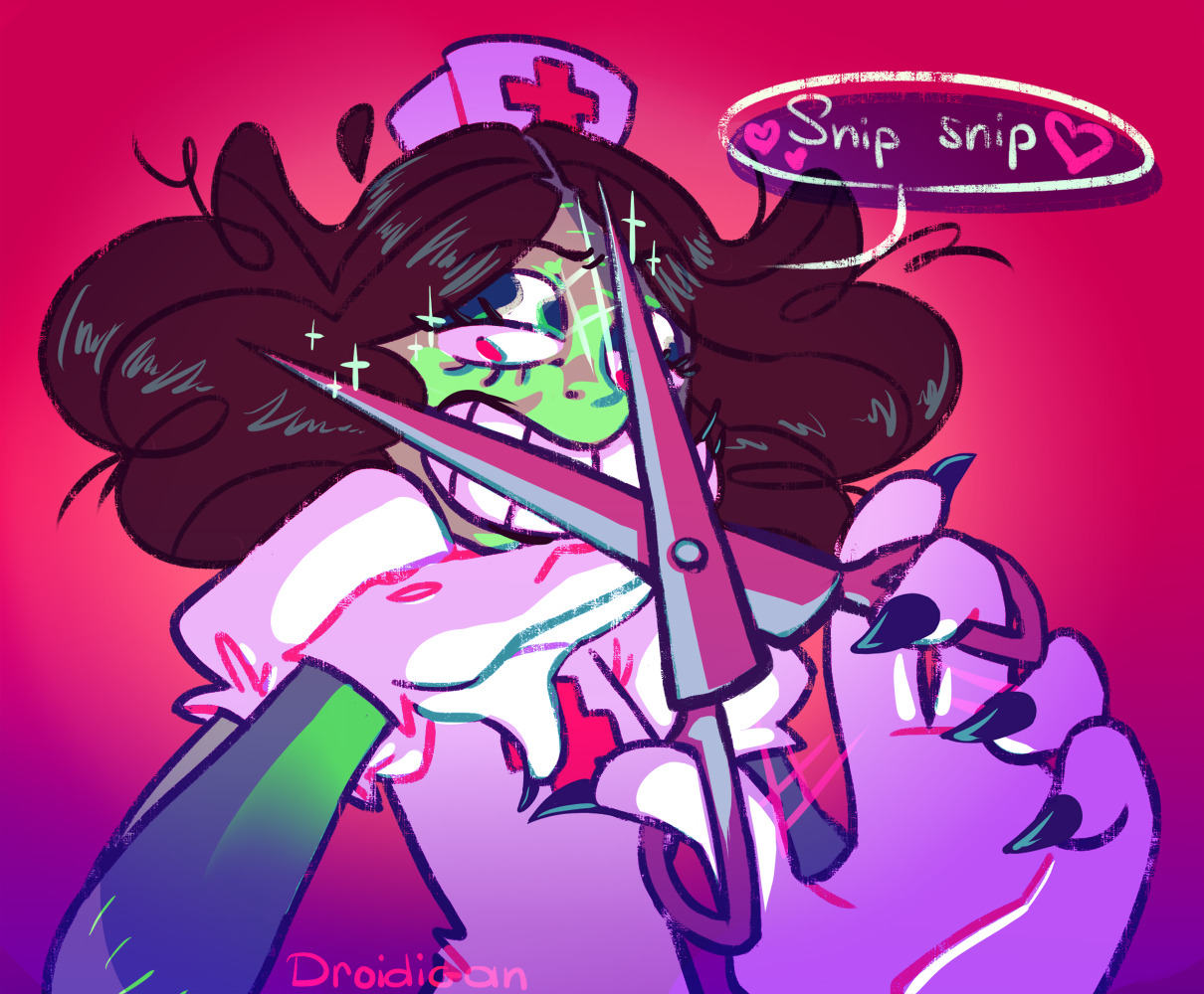 marreeps-art:  droidigansart:  Snip snip! Art trade with @marreeps-art!! Please check