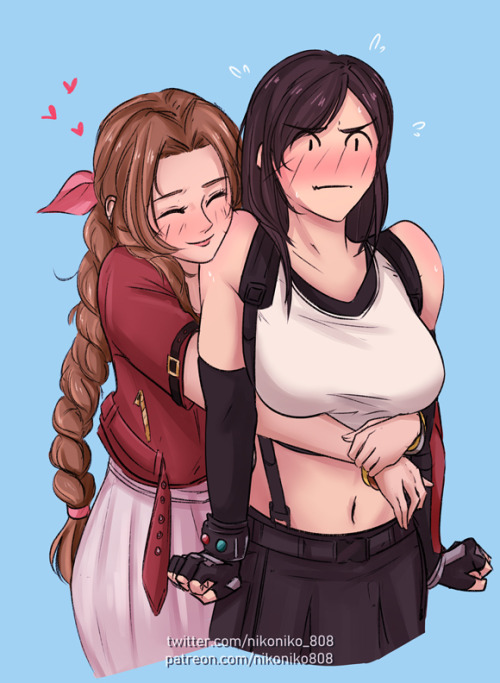 nikoniko808: Aerith hugs Tifa. Gay panic