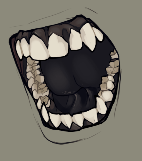 desperish: Study of the teeth of one of my characters 8&gt; and his dark gums nd tongue. he&rsqu