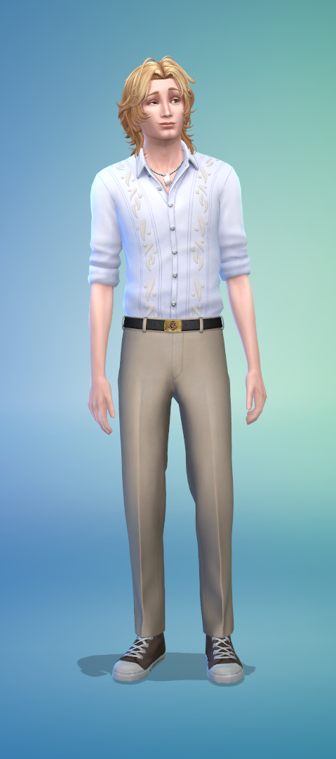 tatara totsuka remade in the sims 4, looking off to the right in CAS (idle animation)