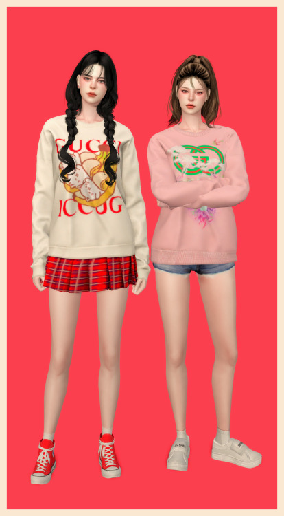 sudal-sims:[sudal] Overfit Sweatshirt & Tennis skirt F ▶  All lod ▶  Nomal map1. Sweatshirt &