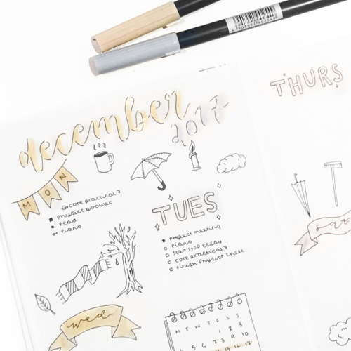 noorstudy: 19/12/17last week’s bujo spread ft. some cute doodles! [my studygram]