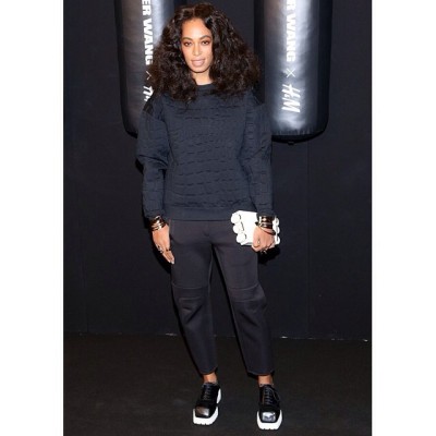 Solange at the #ALEXANDERWANGxHM show lastnight wearing pieces from the collection #solange #stylecrush #starstyle #stylestar #fashion #style #AlexanderWang #HM