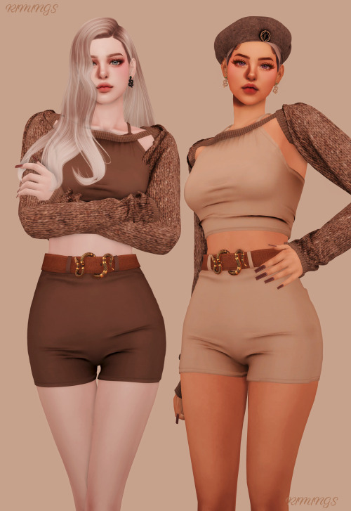  [RIMINGS] Bolero Cardigan Top & Snake Belt & Earring - FULL BODY / EARRING- NEW MESH- ALL L