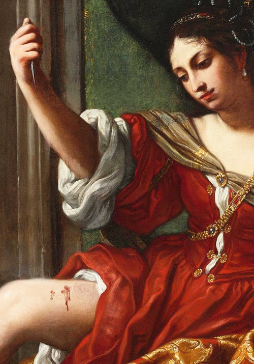 jaded-mandarin: Elisabetta Sirani. Detail from Portia wounding her Thigh, 1664. Brutus, along with m