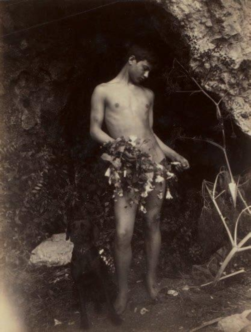 Young man with flowers, dated very precisely to the 9th June 1900, a truly lovely photograph by Wilh