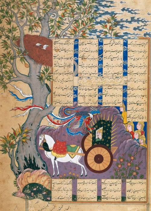 iuvencula:Folio From The Shahnama Of Shah Isma'Il: Isfandiyar Kills The SimurghSafavid, 1576-77 CE