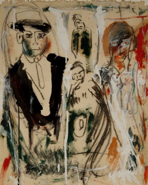 creativespark:  Jack Kerouac, The Slouch Hat (c1960)oil and charcoal on paper, 43x35.2cm