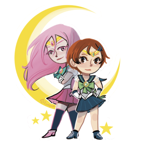 Kurobas x Sailor Moon &lt;3Riko and Momoi, defending basket by moonlight