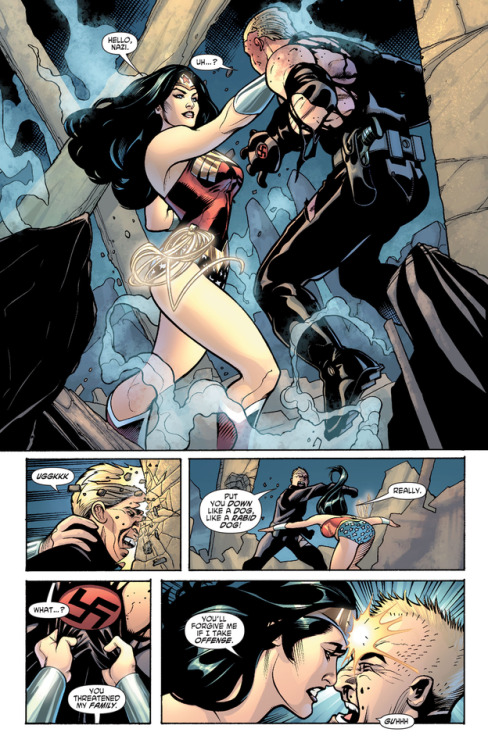 Wonder Woman Punches a Nazi (Albrecht Krieger, aka Captain Nazi)Wonder Woman v3 #15 (February 2008)w