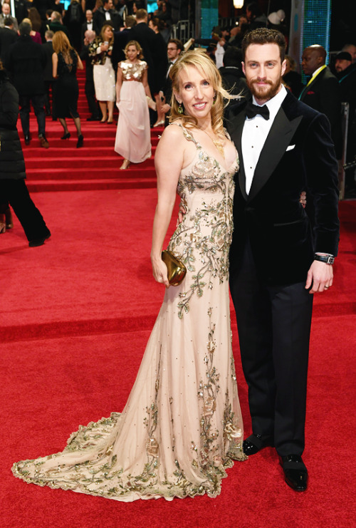Sam Taylor Johnson and Aaron Taylor Johnson attend the 70th EE British Academy Film Awards at Royal 