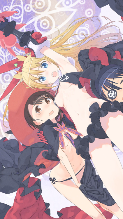 as-warm-as-choco:Nisekoi (end card) cosplaying World Conquest: Zvezda Plot by Kouhaku Kuroboshi (黒星 