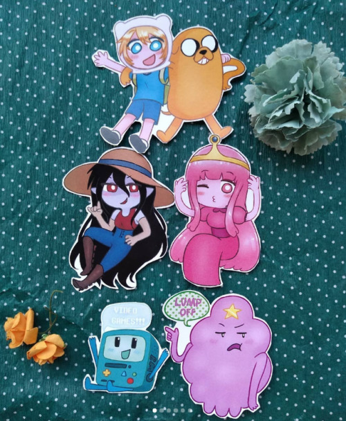 Some Adventure time stickers I made to sell at cons~~You can get them at @sintastein_store on Instag