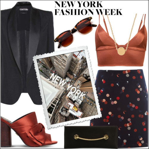 New York Fashion Week by pat912 featuring short skirts ❤ liked on PolyvoreTom Ford tuxedo jacket, &p