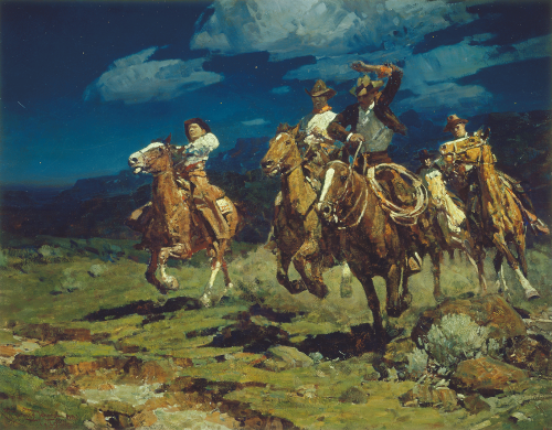 FRANK TENNEY JOHNSONRough Riding RancherosOil on Canvas