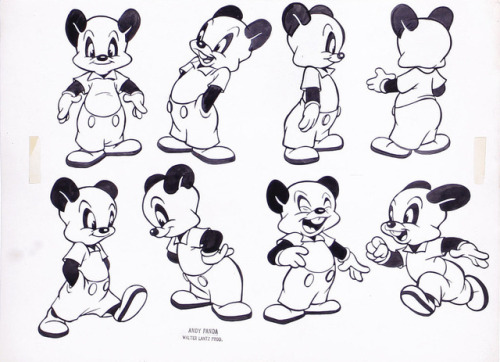 Model sheets from the 1940s Walter Lantz series, Andy Panda.