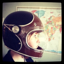 ladysmotoadventures:  New Bell Bullitt Helmet. I took her for a spin and it’s crazy the differences it has from my previous full face scorpion. So much lighter and open. Almost feels like I’m not wearing a helmet. Feels great. Plus I won’t have