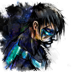 justplainmomo:  Artwork by Vincent Vernacatola. Nightwing.