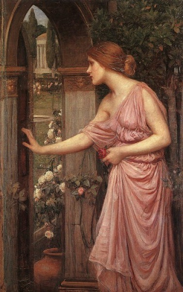 artist-waterhouse:  Psyche entering Cupid’s Garden, 1903, John William WaterhouseMedium: