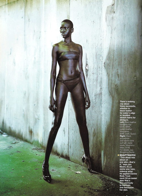 omahyramotafanclub:alek wek by gilles bensimon for elle, 1997