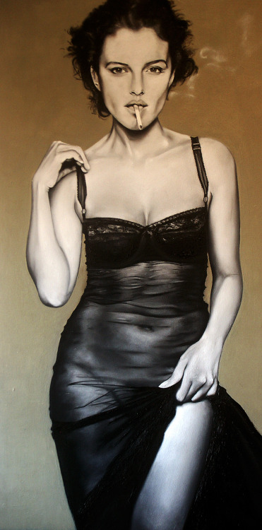 MONICA BELLUCCI (AMOUR, AMOUR)oleo sobre tabla 50 x 98