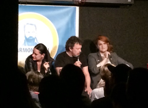 Paget Brewster, Curtis Armstrong &amp; Erin McGathy onstage during Harmontown Live - Attendee Stills