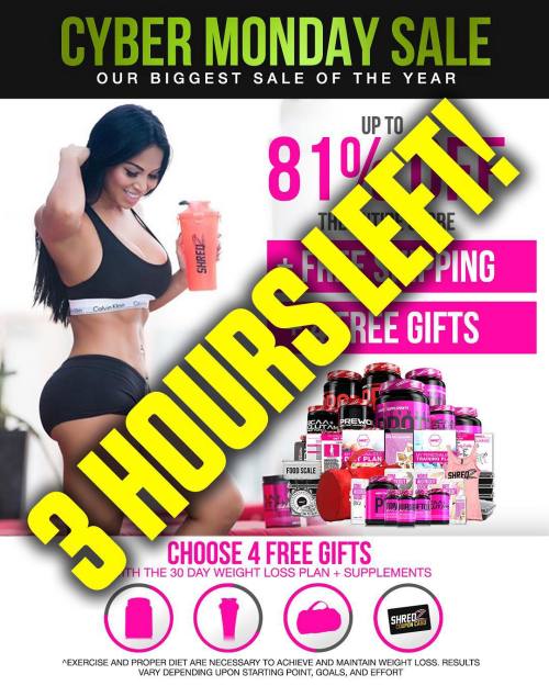 @SHREDZ 3 HOURS LEFT BIGGEST SALE EVER! . 💥 Up to 81% OFF the ENTIRE STORE! 💥 4 FREE GIFTS while supplies last! 🌎 FREE SHIPPING . Order Now: ➡️ Click the link in their bio @SHREDZ ➡️ WWW.SHREDZ.COM . Don’t miss out on the Last Sale