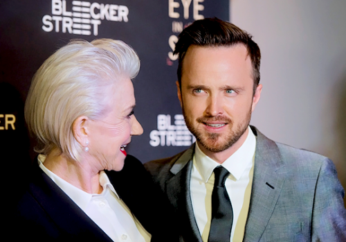 sourceaaronpaul: Aaron Paul and Helen Mirren at the “Eye In The Sky” New York Premiere o