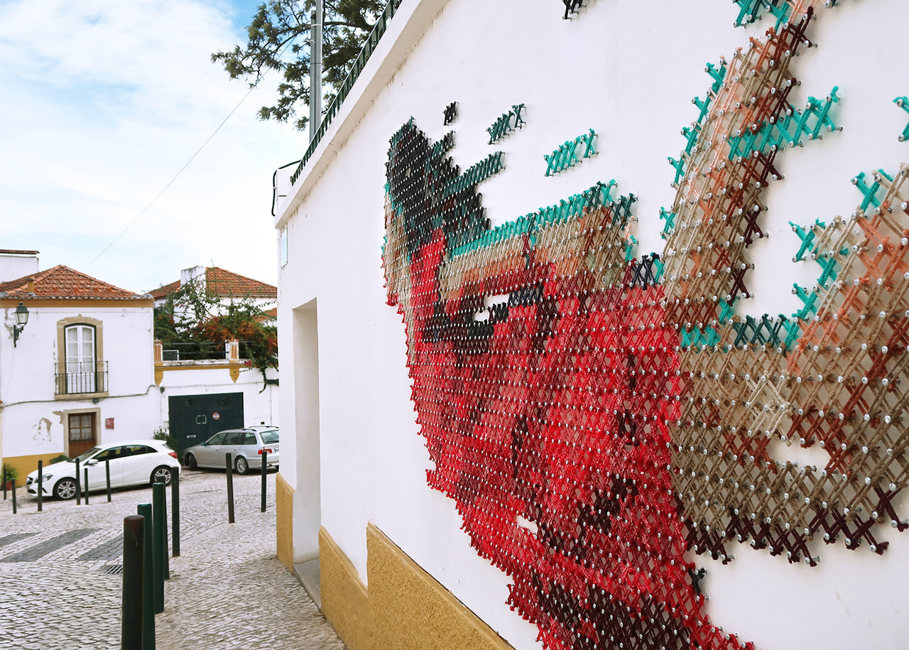 escapekit: Cross Stitched Intervention Portugal-based artist Ana Martins, who works
