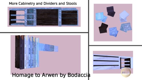 bodaccia48: Homage to Arwen by Bodaccia What you’ll get: 4 Cabinets (Long, Short, Shelving) 2 Counte