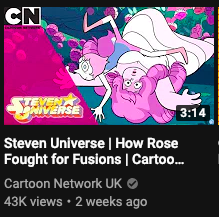 A Cartoon Network UK thumbail for a video called 'How Rose Fought for Fusions'