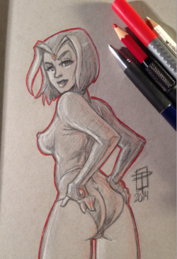 callmepo:  Another Raven cool-down sketch in my gray-toned sketchbook.