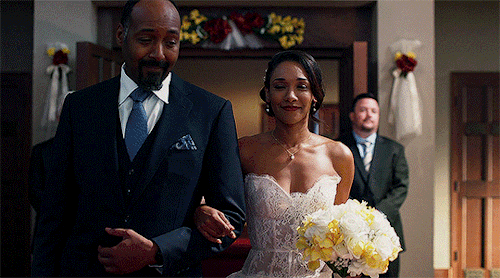 grantsass:#iris west, a blushing bride, endlessly glowing with happiness as her father walks her dow