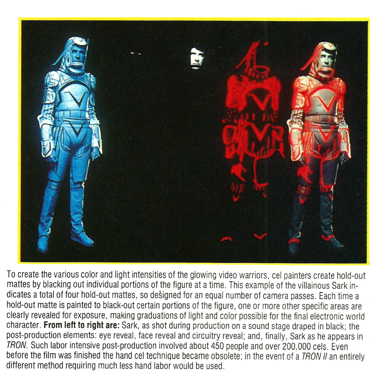 Tron SFX breakdown, from Special Effects Vol. 4: A Starlog Photo Guidebook, by