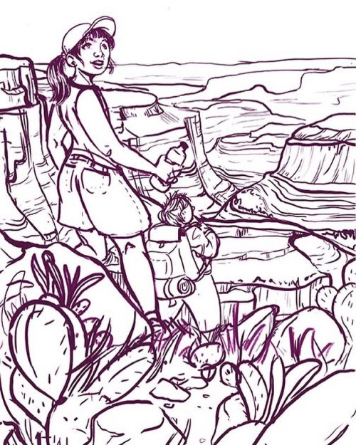 Lines/sketch for a new project! Gosh I love drawing backgrounds… #wip #illustration #hiking #